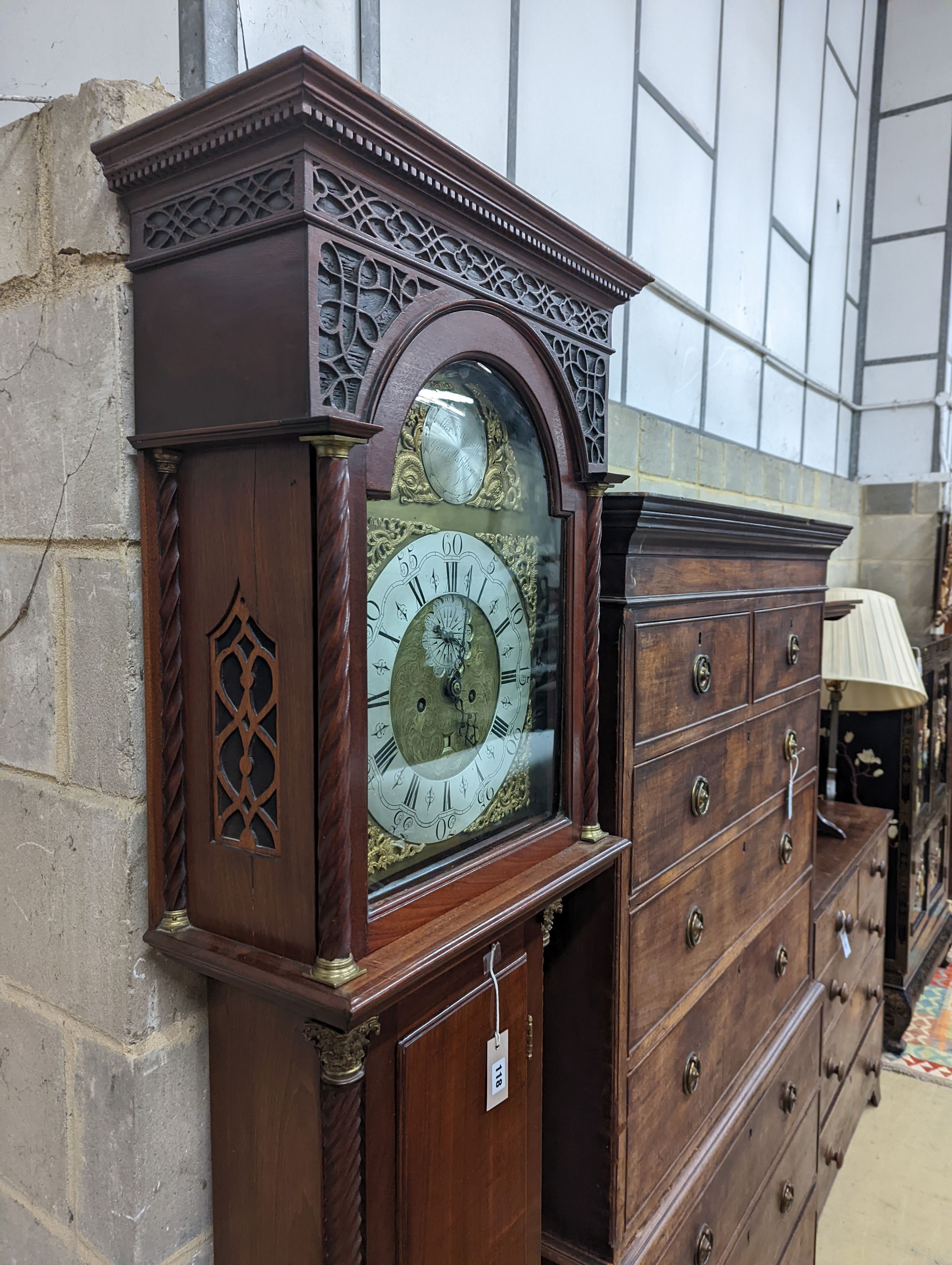 A George III Scottish mahogany 8 day longcase clock, marked Alexander Mitchell, Gorbells, Glasgow, height 214cm